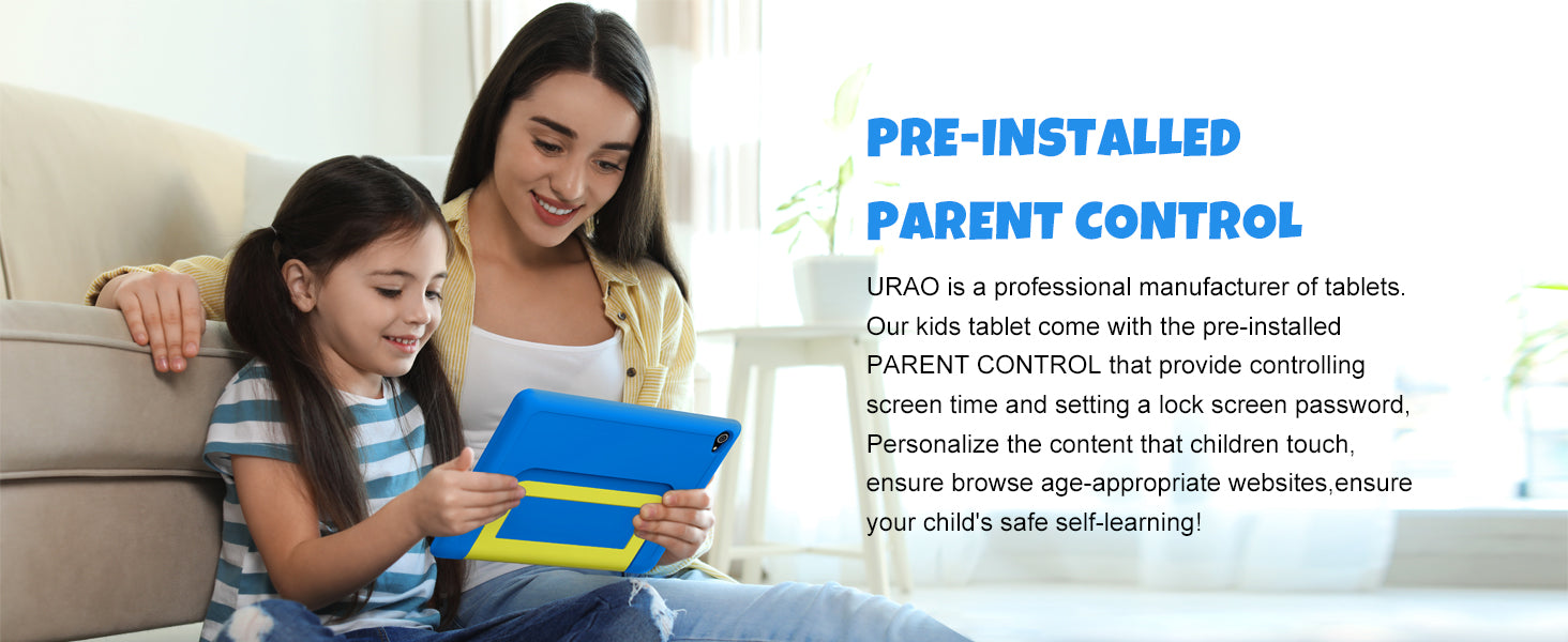 URAO 10,1-Zoll-Kind-Tablet, Android 15 Tablet, 20 GB RAM, 64 GB ROM, 1 TB erweitern, 5G WiFi, 5000 mAh Akku, Kindergeschenk, Kindersoftware