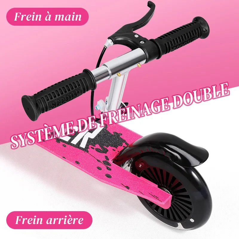 Faltbarer Kinderroller mit Pedalen, Handbremse und Bremsbelag, höhenverstellbar, für Kinder von 2-8 Jahren