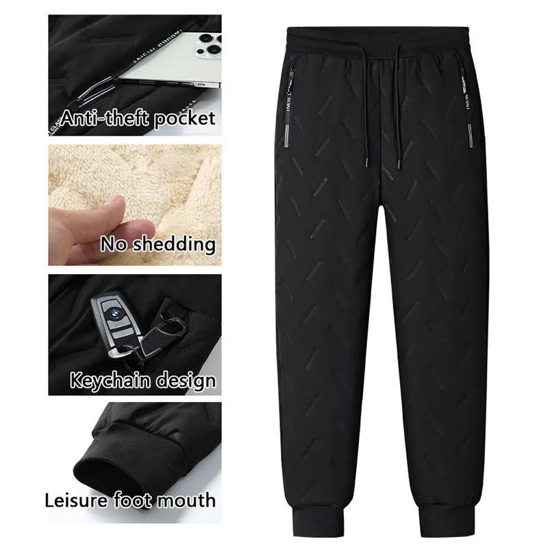 Winter Laufhose Kaschmir Verdicken Fleece Winddicht Jogginghose Männer Jogger Baumwolle Warme Hosen Männlichen Wasserdichte Thermische Hosen