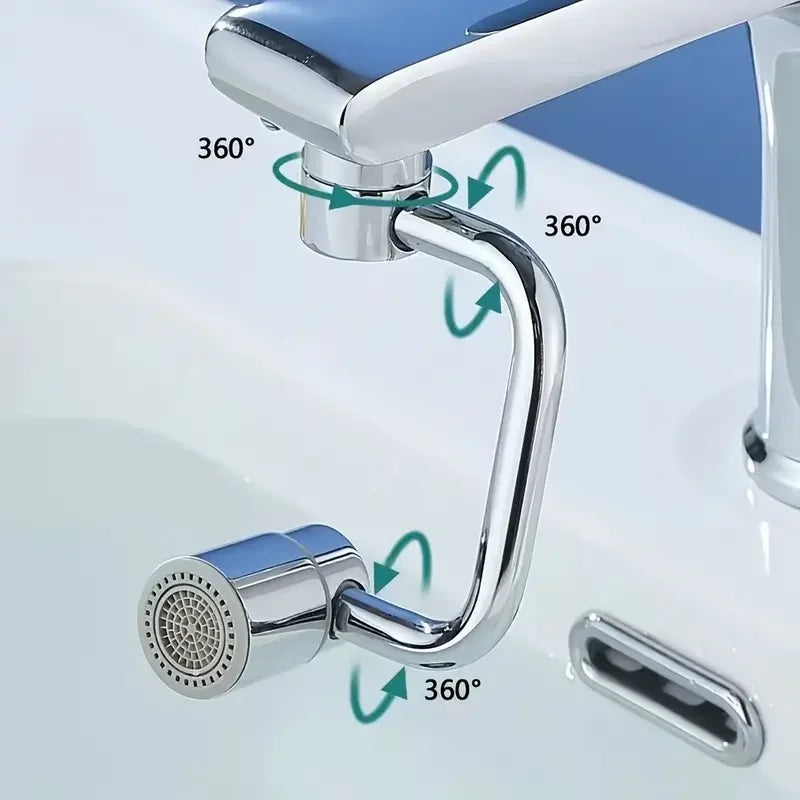 1 Stück 1080 °   Schwenkbarer Küchenarmatur-Verlängerung aus Edelstahl, universell, spritzwassergeschützt, Dual-Modus, Badezimmer-Waschbecken-Zubehör mit Adapter