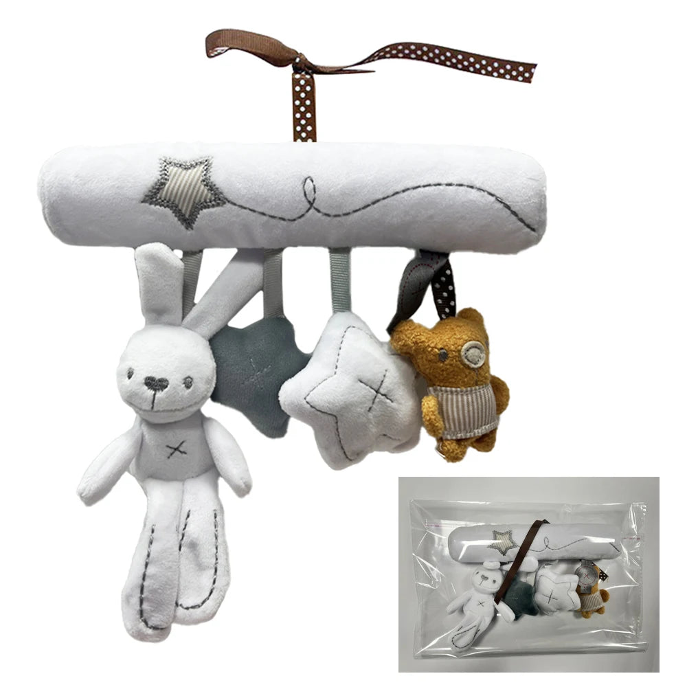2025 neue Hängende Bett Kaninchen Baby Hand Glocke Sicherheit Sitz Plüsch Spielzeug Multifunktionale Plüsch Spielzeug Kinderwagen Mobile Geschenke