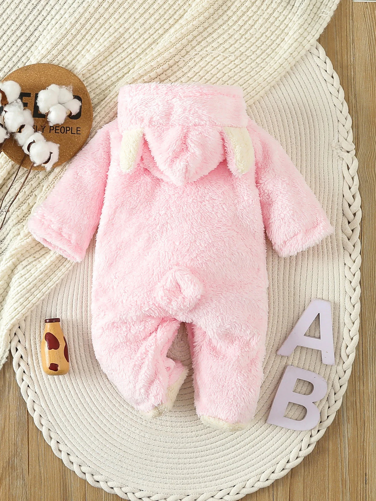 Neugeborenen Baby Strampler Frühling Herbst Warme Fleece Baby Jungen Kostüm Baby Mädchen Kleidung Tier Baby Pyjamas Mit Kapuze Overalls 0-1Y