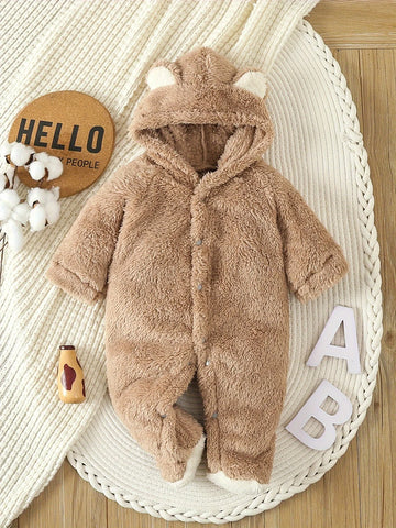 Neugeborenen Baby Strampler Frühling Herbst Warme Fleece Baby Jungen Kostüm Baby Mädchen Kleidung Tier Baby Pyjamas Mit Kapuze Overalls 0-1Y