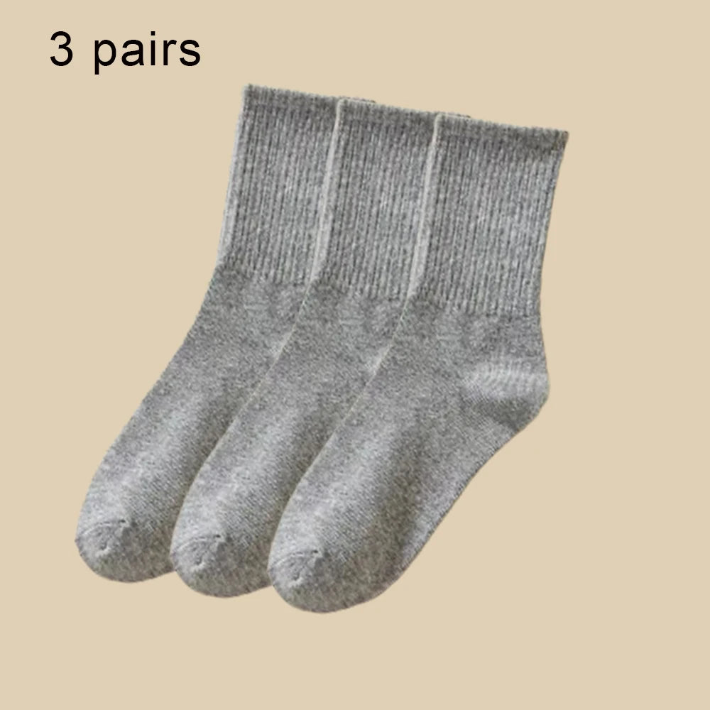 3/6 Paar Damen-Mid-Tube-Socken, einfarbig, Herbst und Winter, atmungsaktiv, bequem, Sport, schweißabsorbierend, Herren- und Damensocken