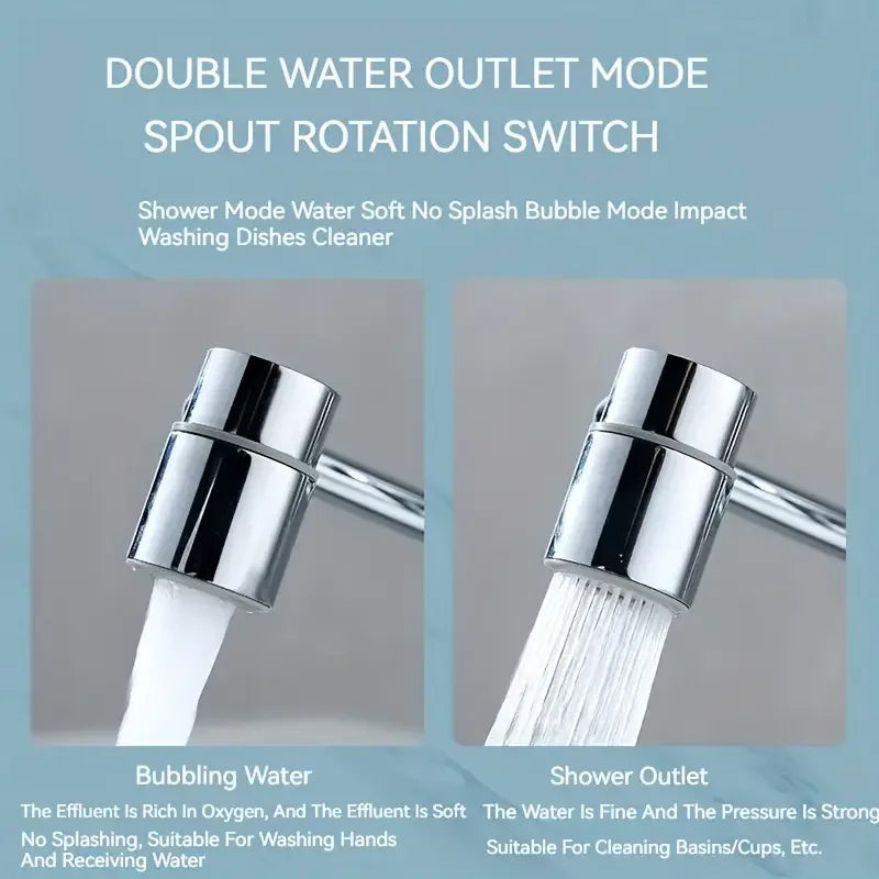 1 Stück 1080 °   Schwenkbarer Küchenarmatur-Verlängerung aus Edelstahl, universell, spritzwassergeschützt, Dual-Modus, Badezimmer-Waschbecken-Zubehör mit Adapter
