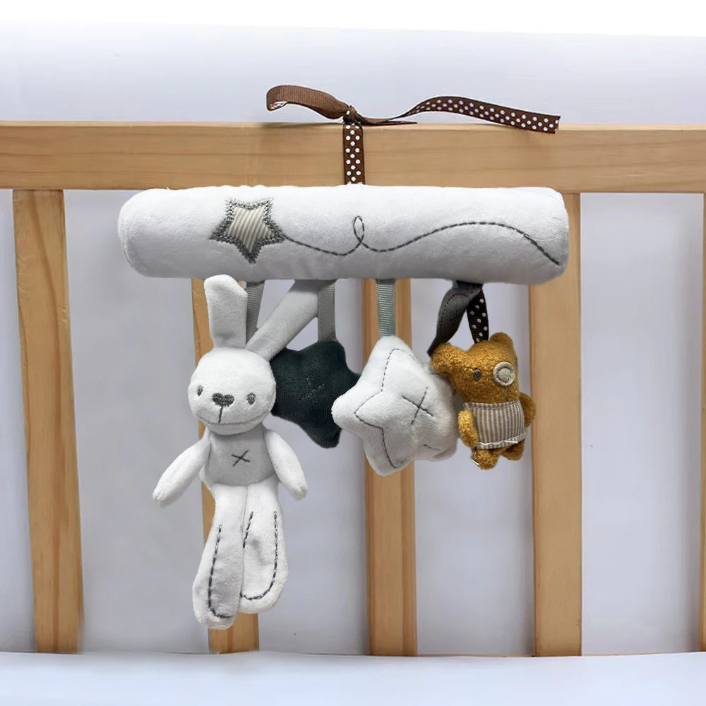 2025 neue Hängende Bett Kaninchen Baby Hand Glocke Sicherheit Sitz Plüsch Spielzeug Multifunktionale Plüsch Spielzeug Kinderwagen Mobile Geschenke