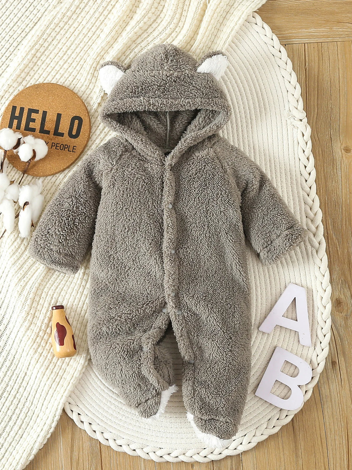 Neugeborenen Baby Strampler Frühling Herbst Warme Fleece Baby Jungen Kostüm Baby Mädchen Kleidung Tier Baby Pyjamas Mit Kapuze Overalls 0-1Y