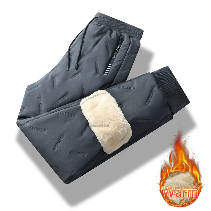 Winter Laufhose Kaschmir Verdicken Fleece Winddicht Jogginghose Männer Jogger Baumwolle Warme Hosen Männlichen Wasserdichte Thermische Hosen