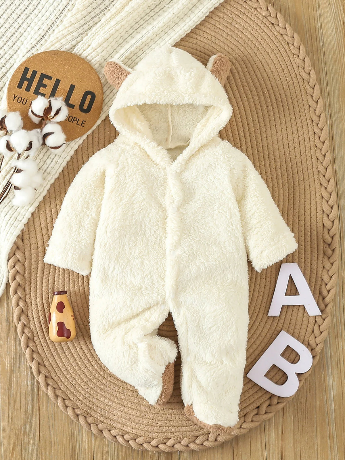 Neugeborenen Baby Strampler Frühling Herbst Warme Fleece Baby Jungen Kostüm Baby Mädchen Kleidung Tier Baby Pyjamas Mit Kapuze Overalls 0-1Y