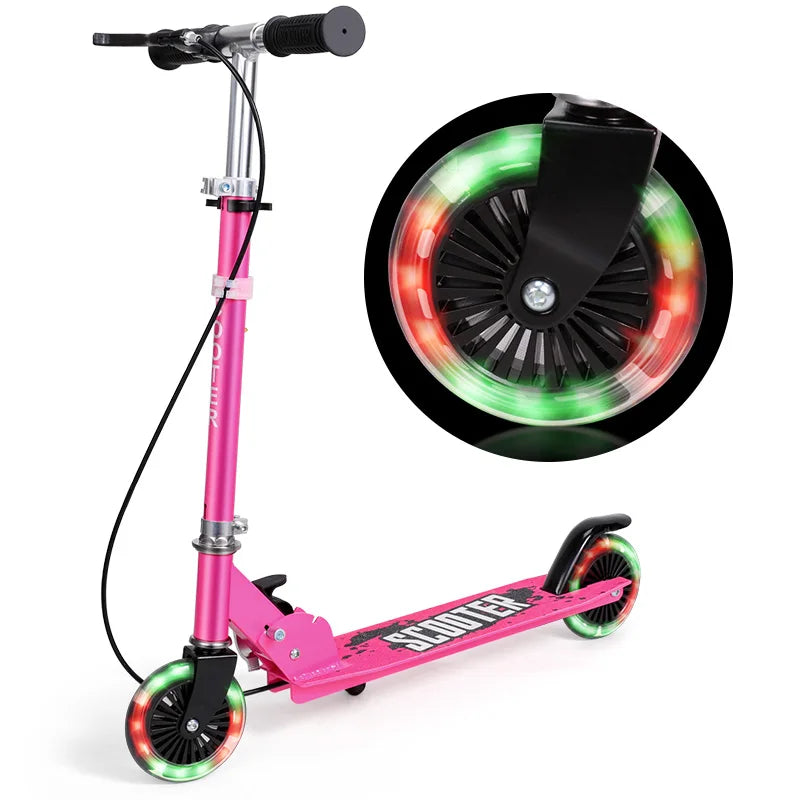 Faltbarer Kinderroller mit Pedalen, Handbremse und Bremsbelag, höhenverstellbar, für Kinder von 2-8 Jahren