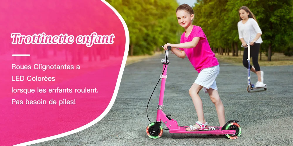 Faltbarer Kinderroller mit Pedalen, Handbremse und Bremsbelag, höhenverstellbar, für Kinder von 2-8 Jahren