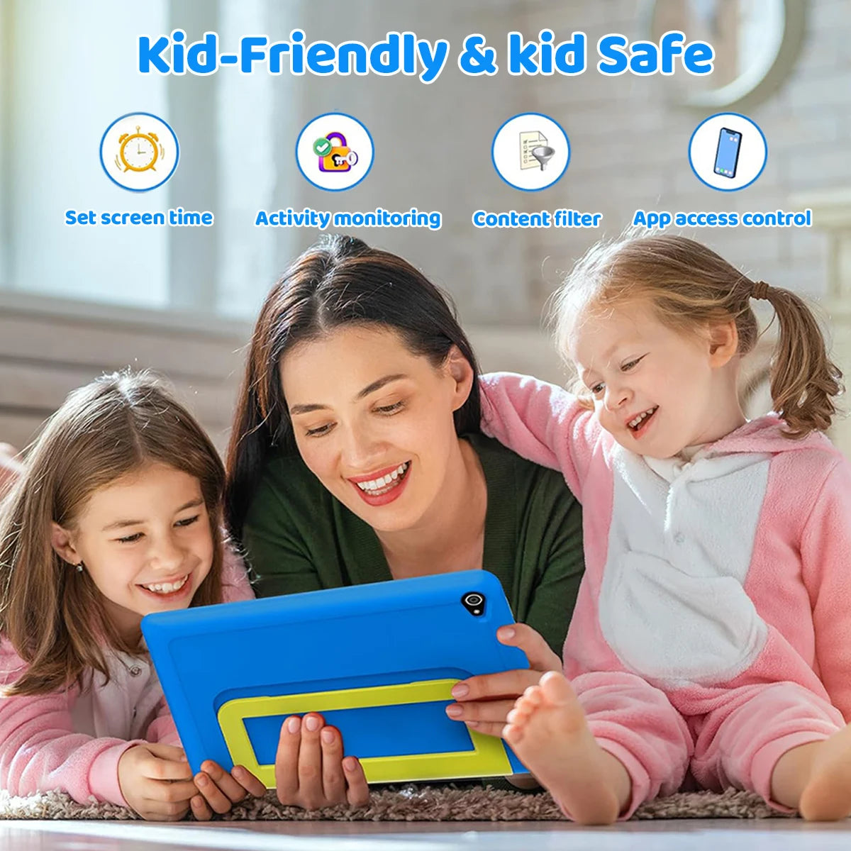 URAO 10,1-Zoll-Kind-Tablet, Android 15 Tablet, 20 GB RAM, 64 GB ROM, 1 TB erweitern, 5G WiFi, 5000 mAh Akku, Kindergeschenk, Kindersoftware