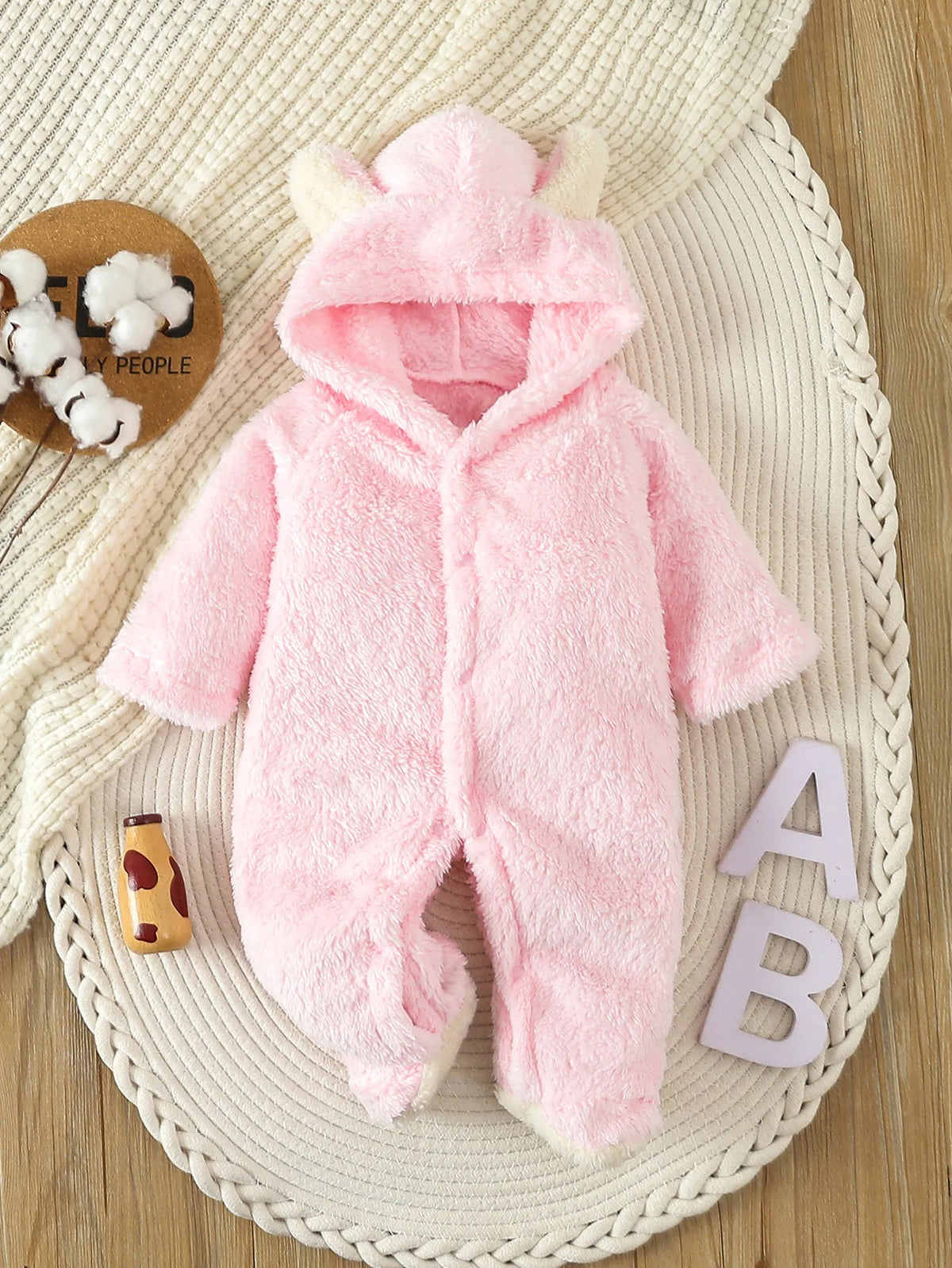 Neugeborenen Baby Strampler Frühling Herbst Warme Fleece Baby Jungen Kostüm Baby Mädchen Kleidung Tier Baby Pyjamas Mit Kapuze Overalls 0-1Y