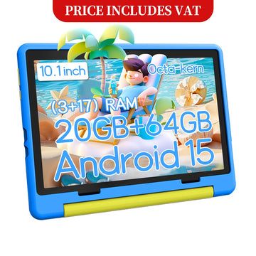 URAO 10,1-Zoll-Kind-Tablet, Android 15 Tablet, 20 GB RAM, 64 GB ROM, 1 TB erweitern, 5G WiFi, 5000 mAh Akku, Kindergeschenk, Kindersoftware