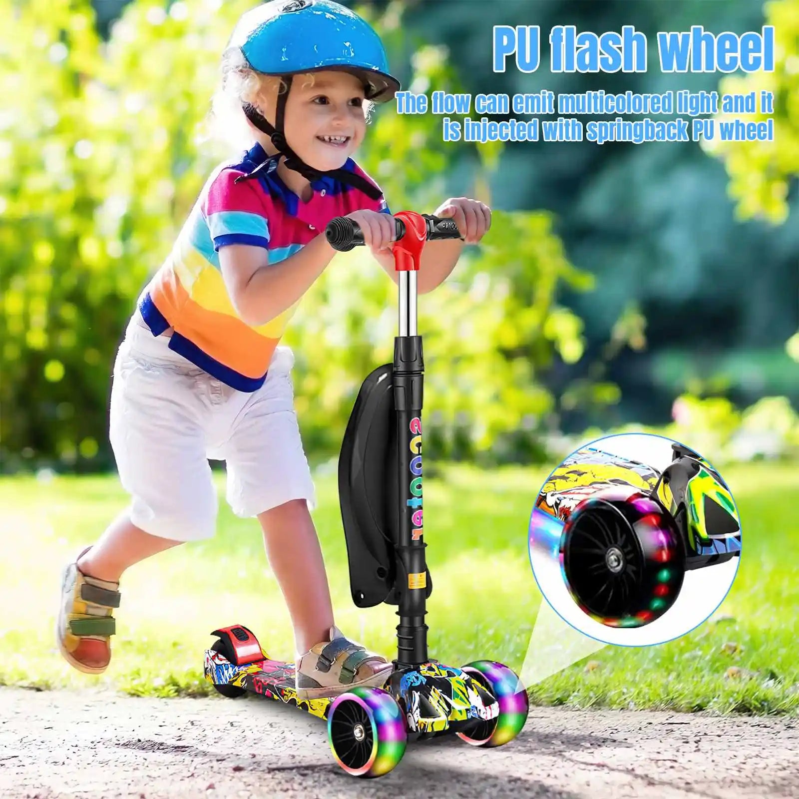 Faltbarer Kinderroller mit Pedalen, Handbremse und Bremsbelag, höhenverstellbar, für Kinder von 2-8 Jahren