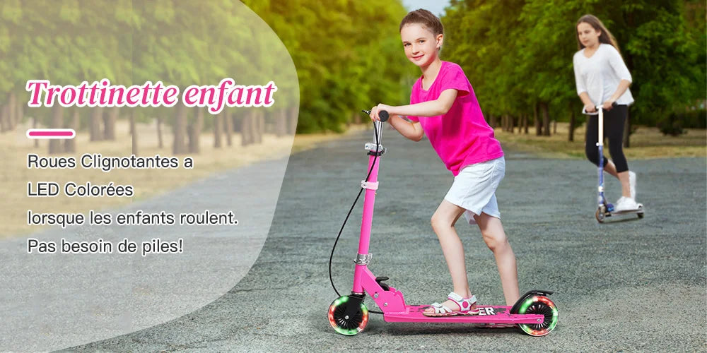 Faltbarer Kinderroller mit Pedalen, Handbremse und Bremsbelag, höhenverstellbar, für Kinder von 2-8 Jahren