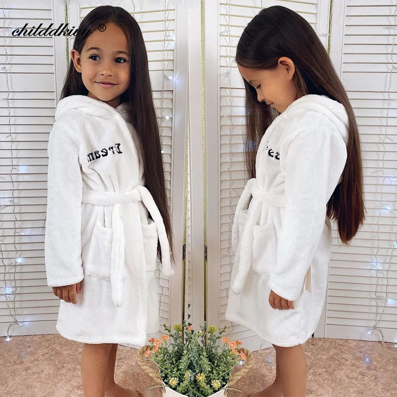 Flanell-Pyjama für Jungen und Mädchen, Herbst und Winter, Kinder-Nachtwäsche, weiche Kapuze, Kinder-Homewear, 2–8 Jahre