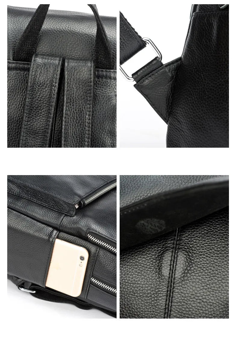 Zency Stilvoller Damen-Rucksack aus echtem Leder in Weiß und Schwarz, A++-Qualität, Diebstahlsicherer Rucksack mit großem Fassungsvermögen, Reise-Designer-Rucksack