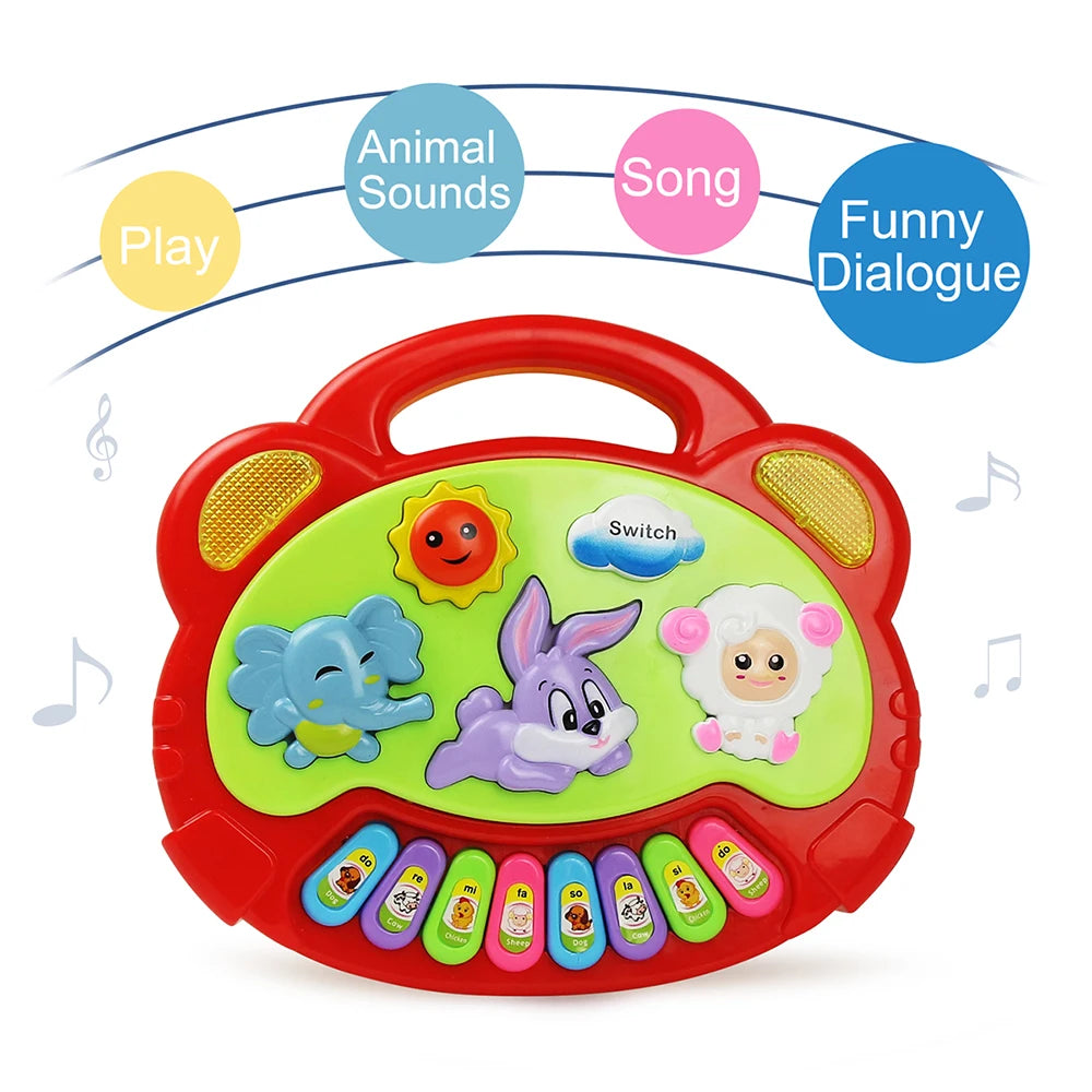 Kinder Cartoon Klavier Tastatur Spiel mit Tier Sounds Blinklicht Musik Baby Instrument Musik Spielzeug Pädagogisches Spielzeug Kinder Geschenke