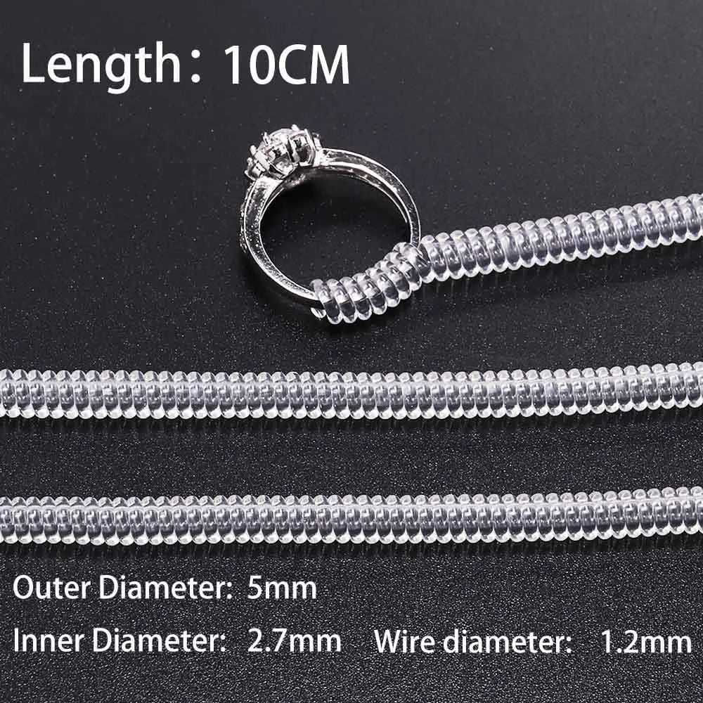 4 pcs/lot Transparent Spiral Based Ring Tools Spring Coil Ring Size Adjuster Protector Tightener Reducer Sizing Tool For Jewelry