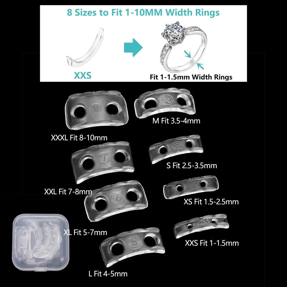 4 pcs/lot Transparent Spiral Based Ring Tools Spring Coil Ring Size Adjuster Protector Tightener Reducer Sizing Tool For Jewelry
