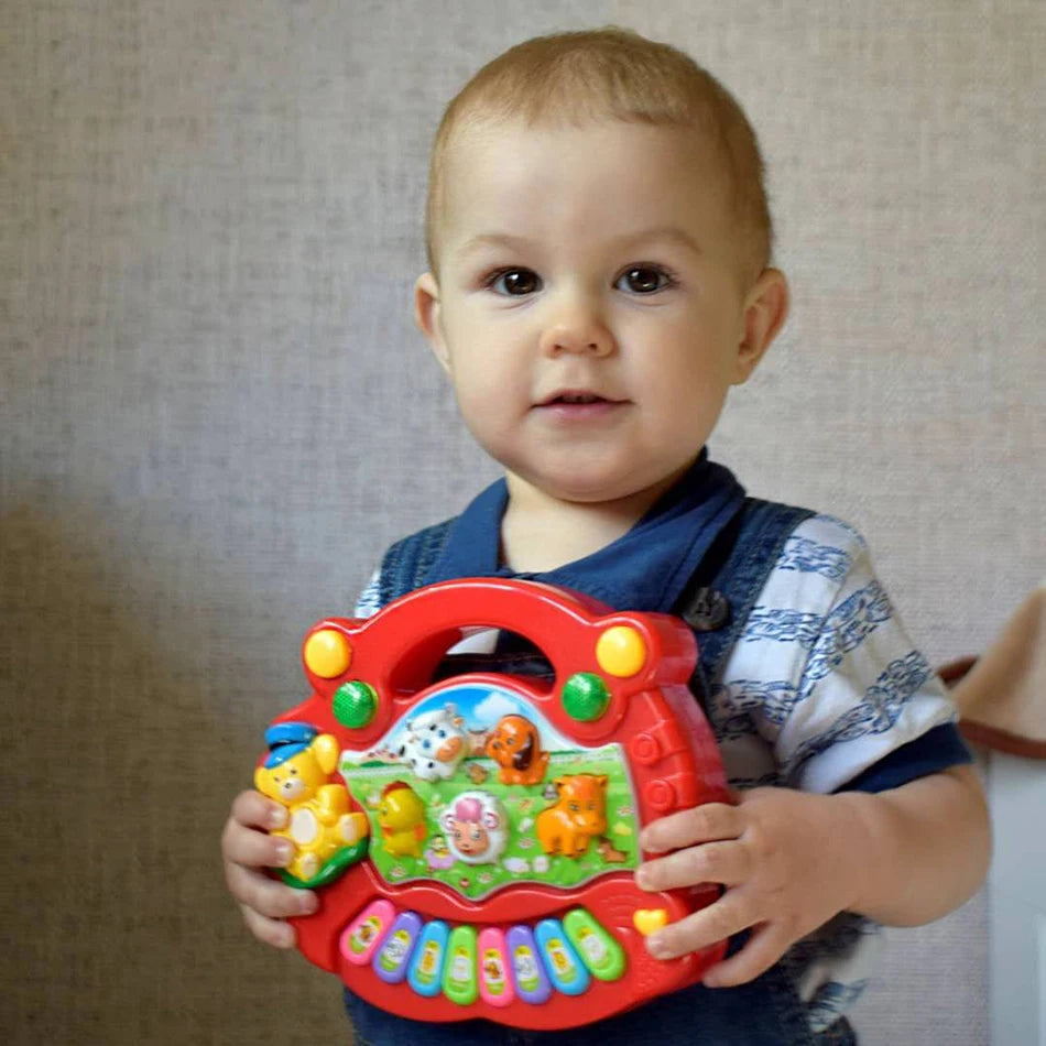 Baby-Musikspielzeug mit Tierklang, Kinder-Klaviertastatur, elektrisches blinkendes Musikinstrument, frühes Lernspielzeug für Kinder