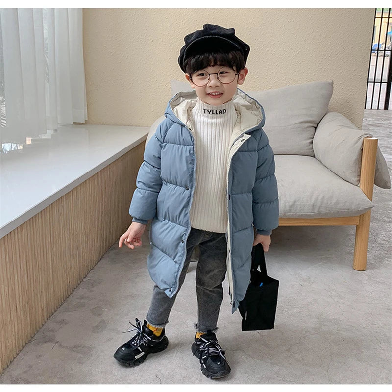 Kinder Daunen Lange Oberbekleidung Winter Herbst Teen Baumwolle Kleidung Jungen Mädchen Baumwolle Gefütterte Parka Mäntel Große Kinder Verdicken Warme jacke