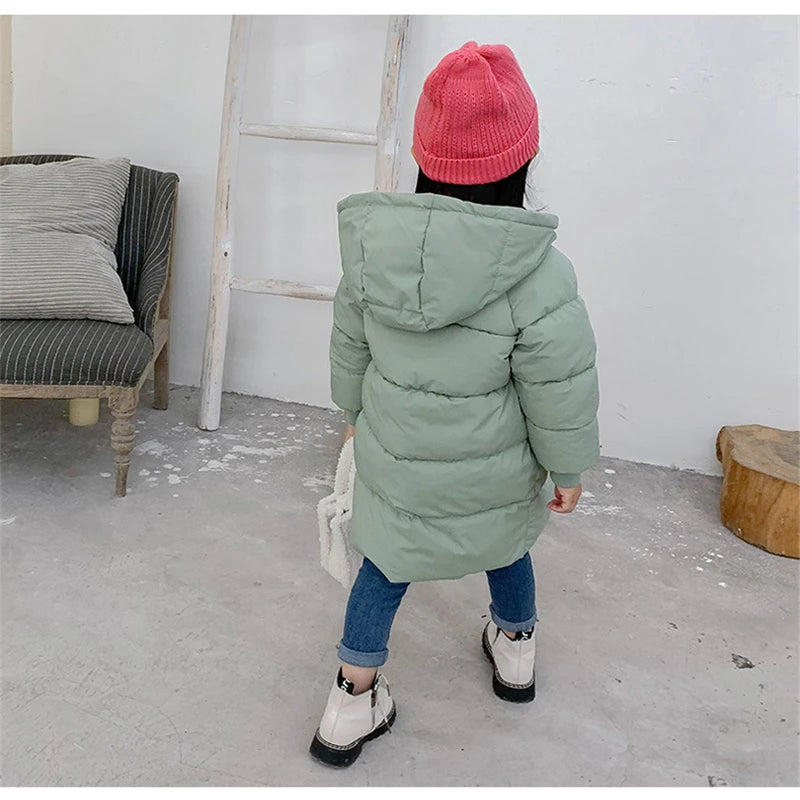 Kinder Daunen Lange Oberbekleidung Winter Herbst Teen Baumwolle Kleidung Jungen Mädchen Baumwolle Gefütterte Parka Mäntel Große Kinder Verdicken Warme jacke