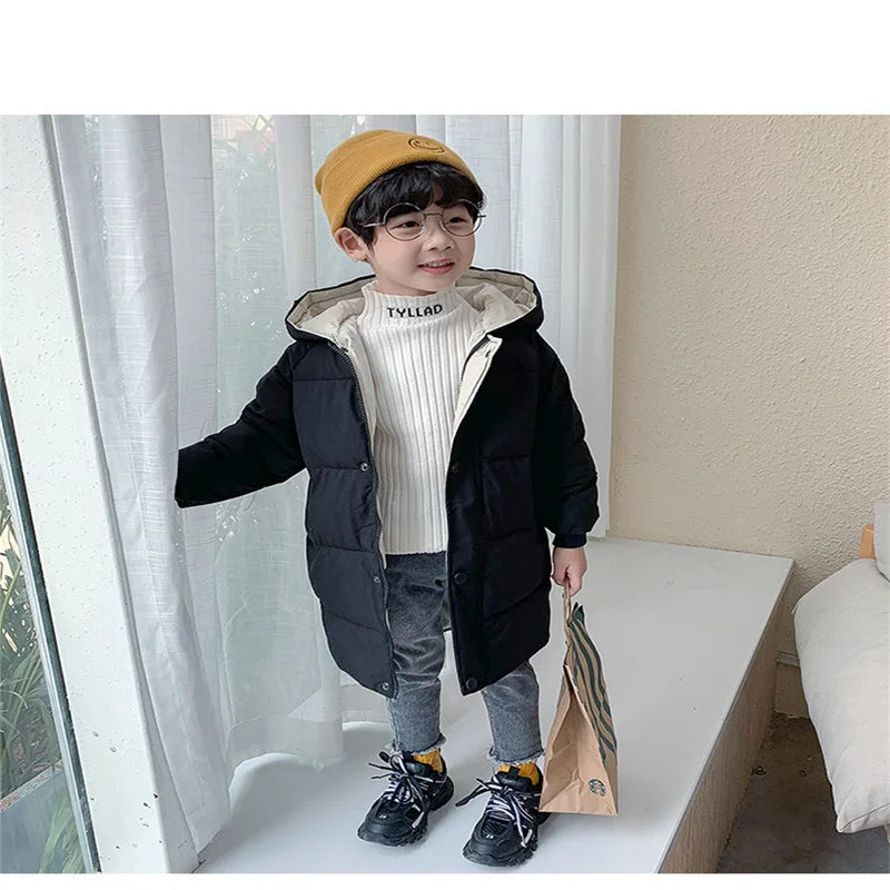 Kinder Daunen Lange Oberbekleidung Winter Herbst Teen Baumwolle Kleidung Jungen Mädchen Baumwolle Gefütterte Parka Mäntel Große Kinder Verdicken Warme jacke