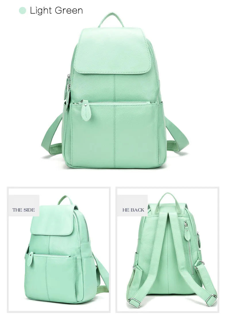 Zency Stilvoller Damen-Rucksack aus echtem Leder in Weiß und Schwarz, A++-Qualität, Diebstahlsicherer Rucksack mit großem Fassungsvermögen, Reise-Designer-Rucksack