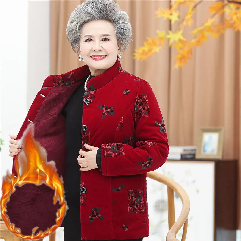 Winter frauen Baumwolle Gefütterte Jacke 50 Zu 80 Jahre Alte Oma Mantel Dicke Samt Warme Mittel Im Alter Von Mutter parkas Plus Größe XL-5XL