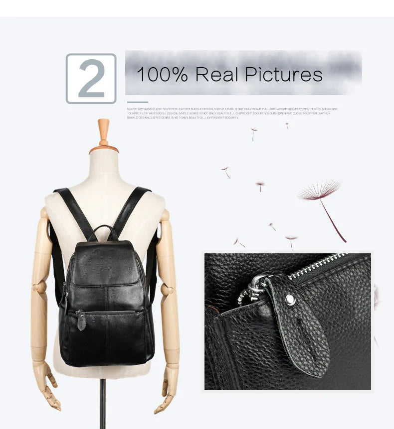 Zency Stilvoller Damen-Rucksack aus echtem Leder in Weiß und Schwarz, A++-Qualität, Diebstahlsicherer Rucksack mit großem Fassungsvermögen, Reise-Designer-Rucksack