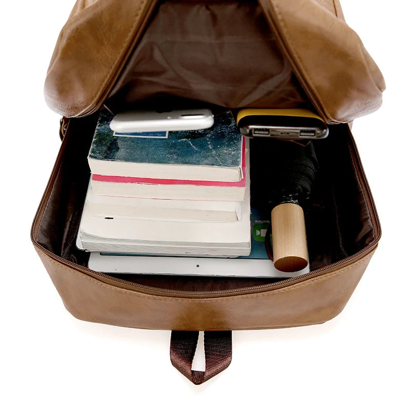 Männer Rucksack PU Leder Rucksack Große Laptop Rucksäcke Männlichen Mochilas Casual Schul Für Jugendliche Jungen Hohe Qualität Rucksack