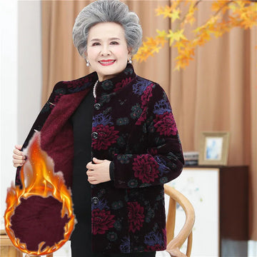 Winter frauen Baumwolle Gefütterte Jacke 50 Zu 80 Jahre Alte Oma Mantel Dicke Samt Warme Mittel Im Alter Von Mutter parkas Plus Größe XL-5XL