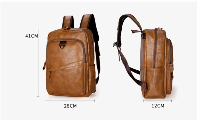 Männer Rucksack PU Leder Rucksack Große Laptop Rucksäcke Männlichen Mochilas Casual Schul Für Jugendliche Jungen Hohe Qualität Rucksack