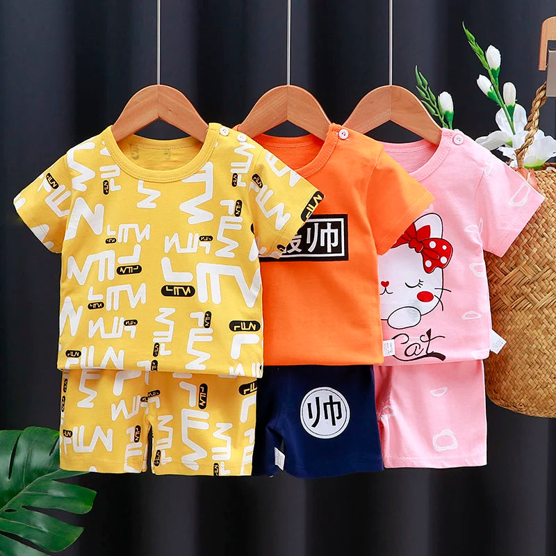 Kinder Kleidung Set Baby Jungen/Mädchen T-Shirt + Shorts Sommer Kleidung Baumwolle Cartoon Casual Jungen Trainingsanzug Kinder Baby Kleidung set