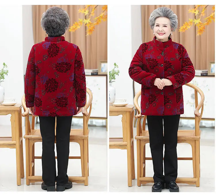 Winter frauen Baumwolle Gefütterte Jacke 50 Zu 80 Jahre Alte Oma Mantel Dicke Samt Warme Mittel Im Alter Von Mutter parkas Plus Größe XL-5XL