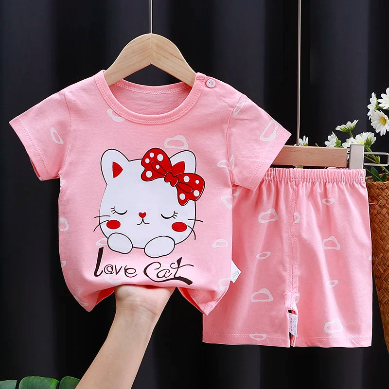 Kinder Kleidung Set Baby Jungen/Mädchen T-Shirt + Shorts Sommer Kleidung Baumwolle Cartoon Casual Jungen Trainingsanzug Kinder Baby Kleidung set