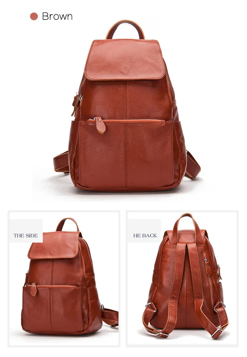 Zency Stilvoller Damen-Rucksack aus echtem Leder in Weiß und Schwarz, A++-Qualität, Diebstahlsicherer Rucksack mit großem Fassungsvermögen, Reise-Designer-Rucksack