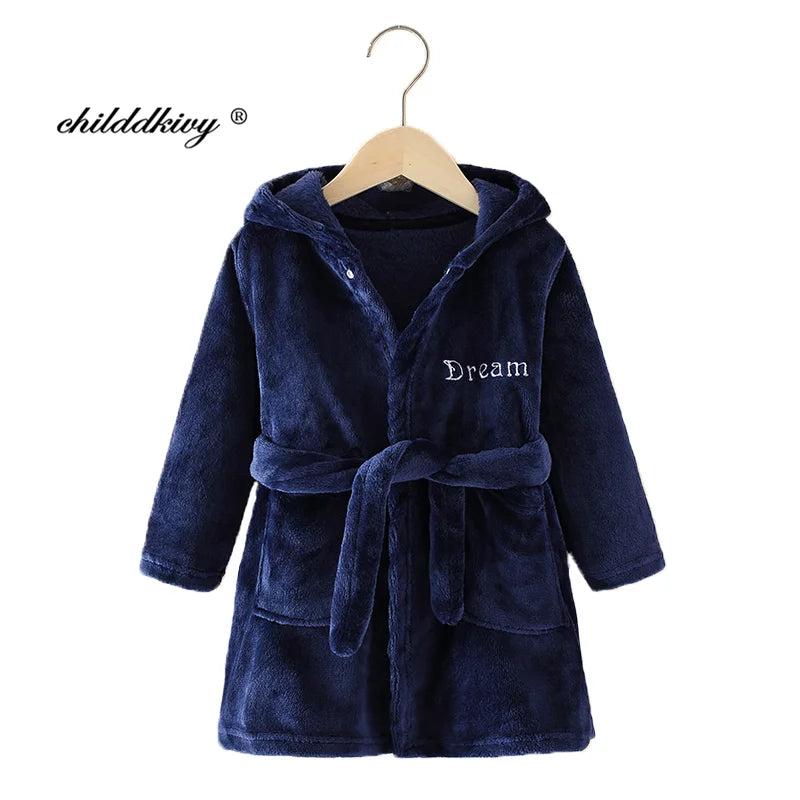 Flanell-Pyjama für Jungen und Mädchen, Herbst und Winter, Kinder-Nachtwäsche, weiche Kapuze, Kinder-Homewear, 2–8 Jahre