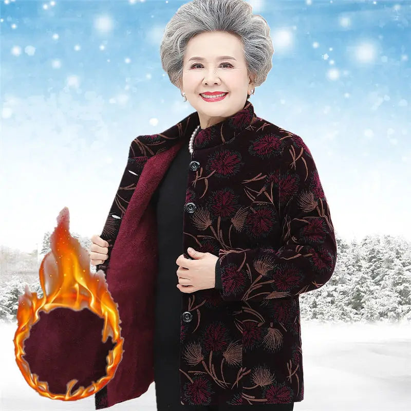 Winter frauen Baumwolle Gefütterte Jacke 50 Zu 80 Jahre Alte Oma Mantel Dicke Samt Warme Mittel Im Alter Von Mutter parkas Plus Größe XL-5XL