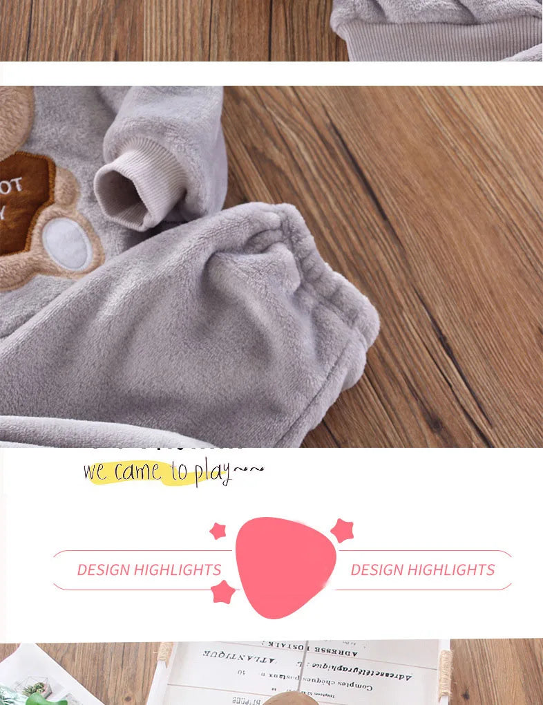 Neue Winter Baby Mädchen Jungen Homewear Sets Herbst Mode Flanell Fleece Kleidung Kinder Cartoon Bär Nachtwäsche Kinder Pyjamas