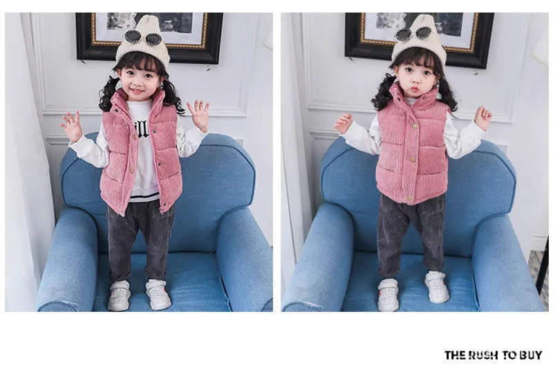 Herbst Mädchen warme Weste Winter Jungen verdicken Weste Kinder Oberbekleidung Baby Weste Kinder Teenager Baumwolle Jacken Weste für 3-10 Jahre