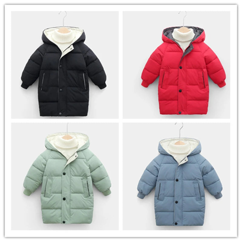 Kinder Daunen Lange Oberbekleidung Winter Herbst Teen Baumwolle Kleidung Jungen Mädchen Baumwolle Gefütterte Parka Mäntel Große Kinder Verdicken Warme jacke