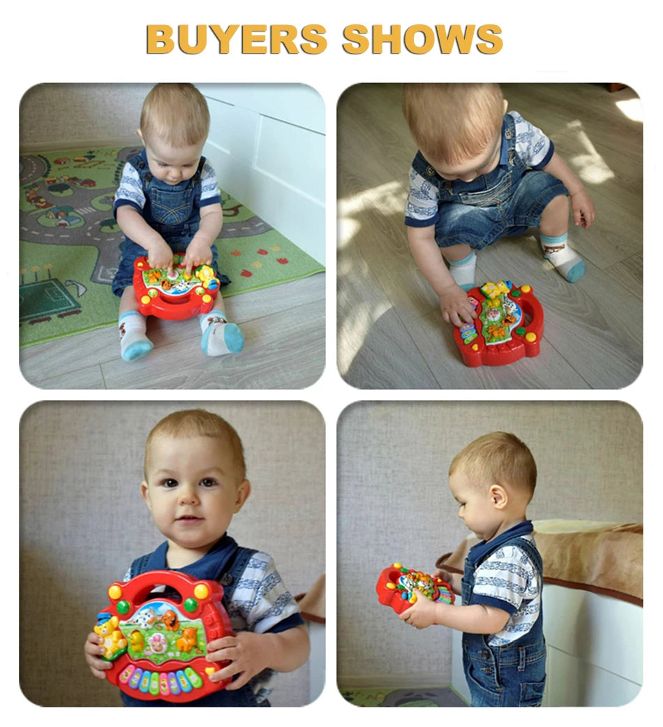 Baby-Musikspielzeug mit Tierklang, Kinder-Klaviertastatur, elektrisches blinkendes Musikinstrument, frühes Lernspielzeug für Kinder