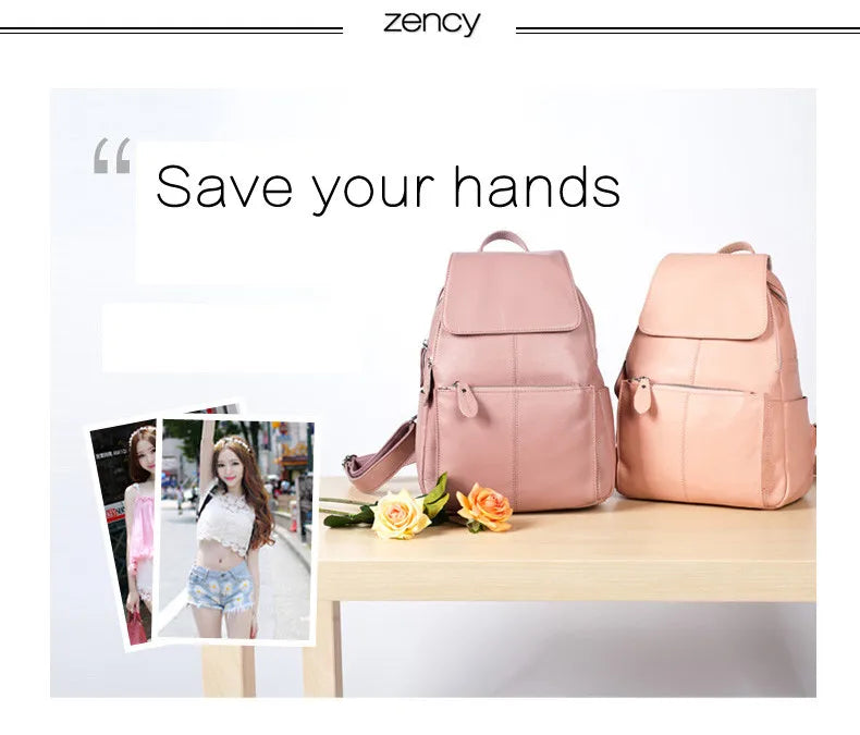 Zency Stilvoller Damen-Rucksack aus echtem Leder in Weiß und Schwarz, A++-Qualität, Diebstahlsicherer Rucksack mit großem Fassungsvermögen, Reise-Designer-Rucksack