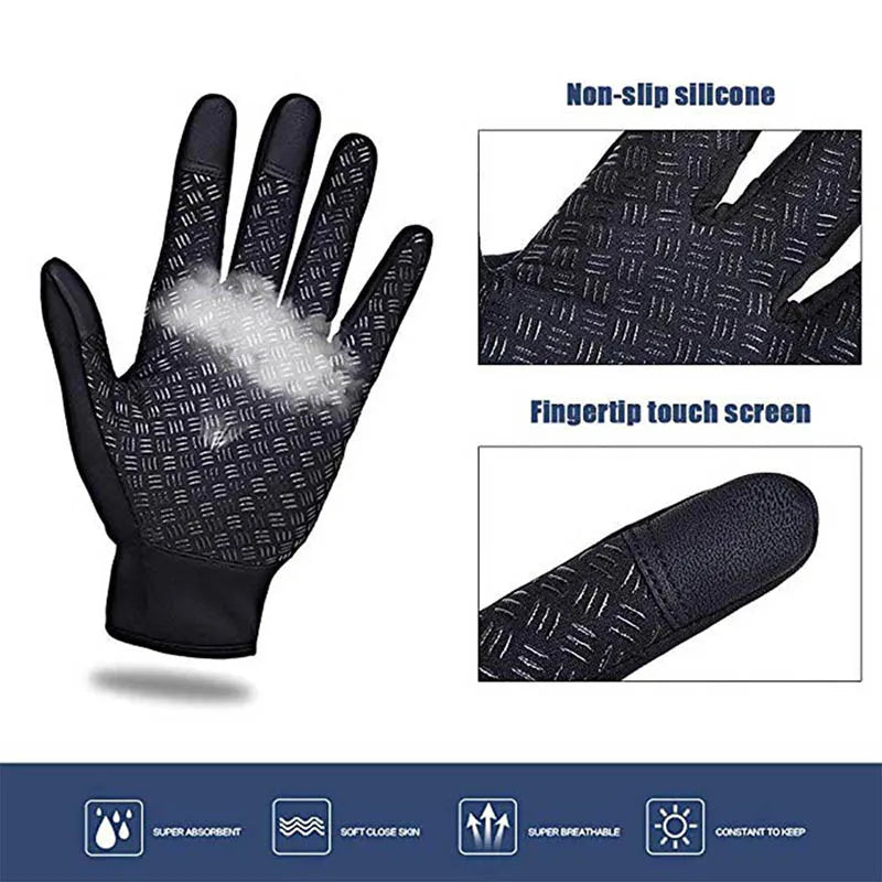 Mann warme Winterhandschuhe Touchscreen wasserabweisende winddichte Handschuhe Ski Outdoor Sport Radfahren Fahren Reißverschluss schwarze Handschuhe Frauen