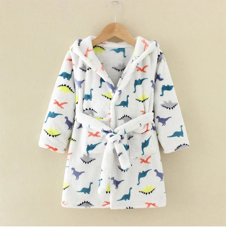 Flanell-Pyjama für Jungen und Mädchen, Herbst und Winter, Kinder-Nachtwäsche, weiche Kapuze, Kinder-Homewear, 2–8 Jahre