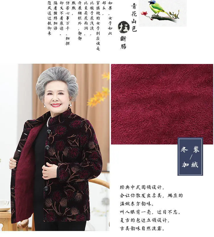 Winter frauen Baumwolle Gefütterte Jacke 50 Zu 80 Jahre Alte Oma Mantel Dicke Samt Warme Mittel Im Alter Von Mutter parkas Plus Größe XL-5XL