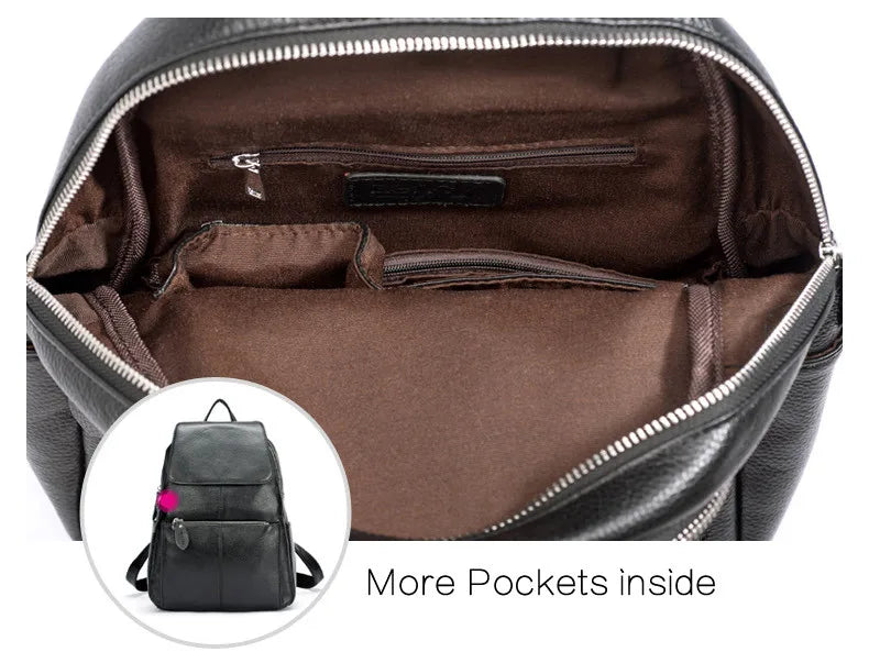 Zency Stilvoller Damen-Rucksack aus echtem Leder in Weiß und Schwarz, A++-Qualität, Diebstahlsicherer Rucksack mit großem Fassungsvermögen, Reise-Designer-Rucksack